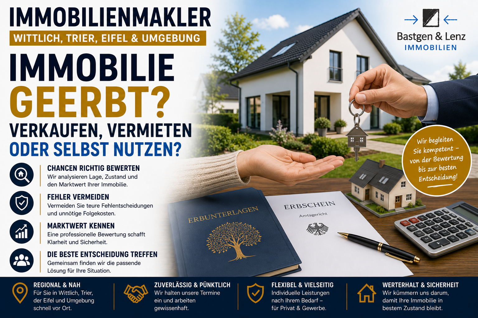 Immobilie geerbt in Wittlich, Trier oder der Eifel – verkaufen, vermieten oder selbst nutzen? Entscheidungshilfe für Erben und Eigentümer.