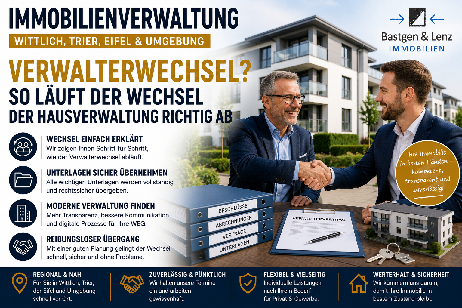 Verwalterwechsel einer Wohnungseigentümergemeinschaft in Trier, Wittlich und der Eifel – so läuft der Wechsel der Hausverwaltung richtig ab.