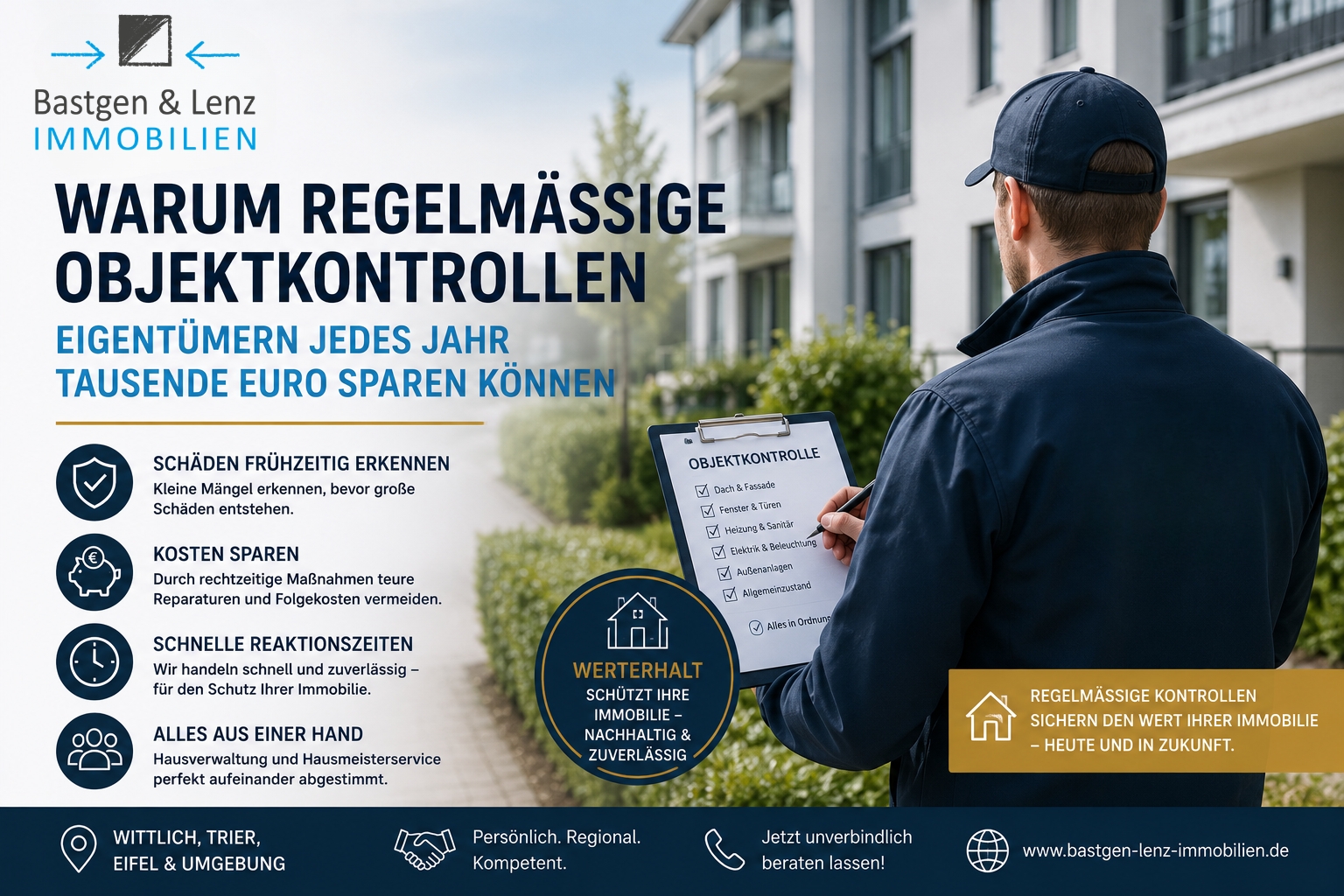 Hausmeisterservice in Wittlich Trier und Eifel – regelmäßige Objektkontrollen für den Werterhalt von Immobilien
