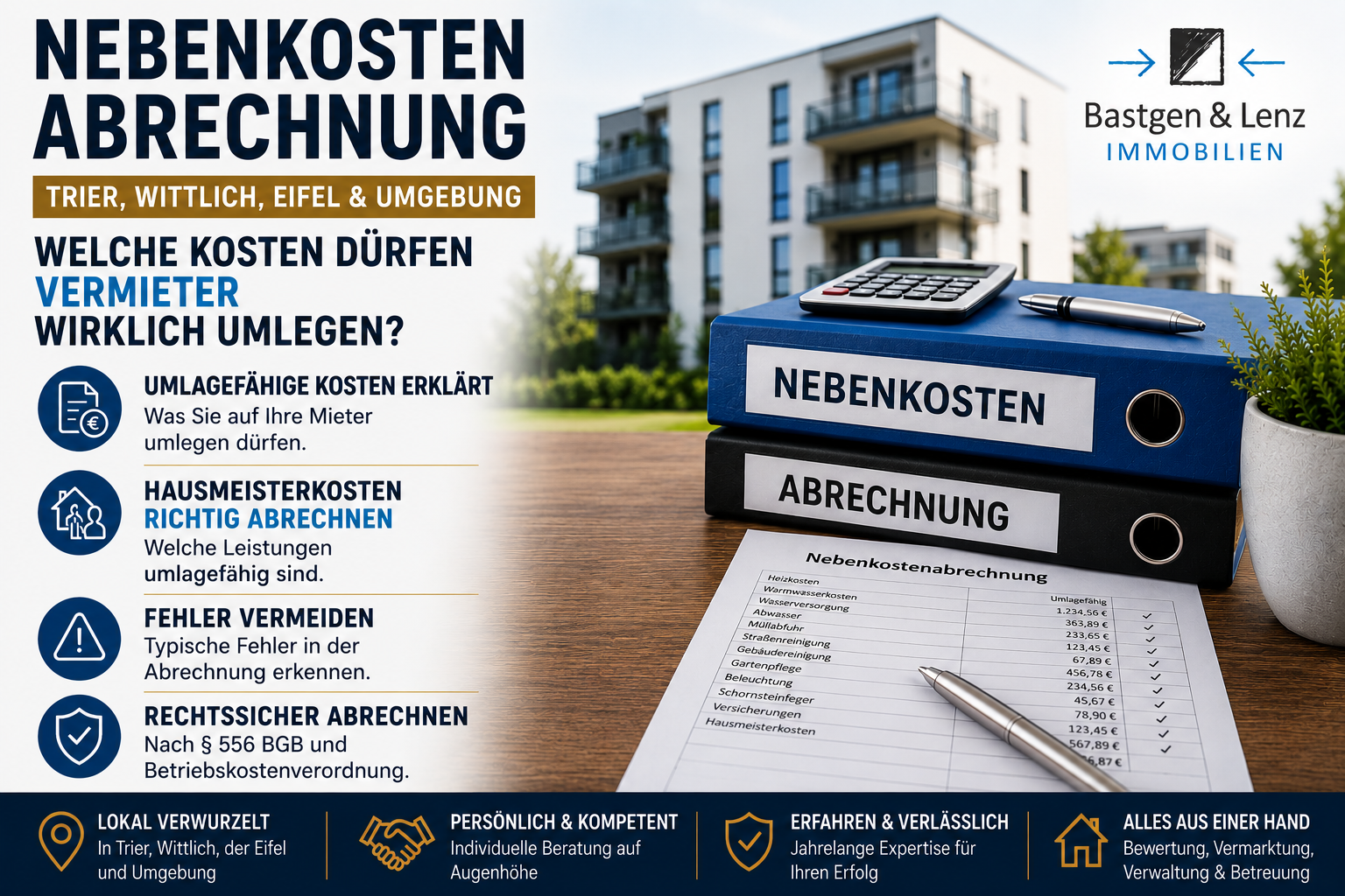 Nebenkostenabrechnung in Trier, Wittlich und der Eifel – umlagefähige Betriebskosten für Vermieter erklärt