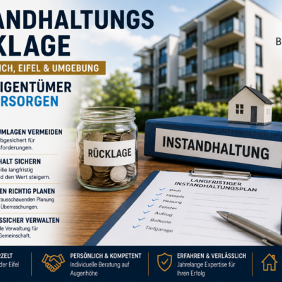 Instandhaltungsrücklage für Eigentümergemeinschaften in Trier, Wittlich und der Eifel – Rücklagenplanung und Werterhalt von Immobilien.